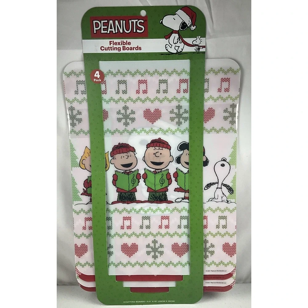 Peanuts Christmas Flexible Cutting Boards 4 Pack Snoopy Charlie Brown Holiday
